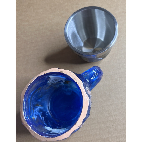 Plastic Faux Mineral Crystal Coffee Cups 4‎ OUNCES Novelty Stainless Steel SET/4 - Picture 13 of 14